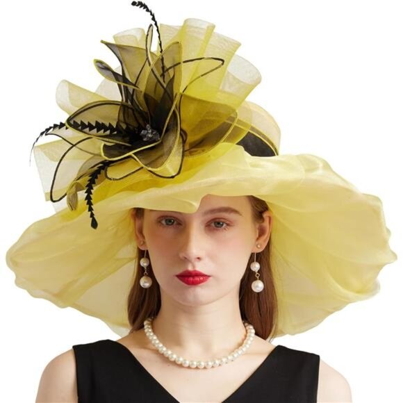 Women\'s Organza Church Derby Hat Wide Brim Sun Caps Tea Party Hat main image 10